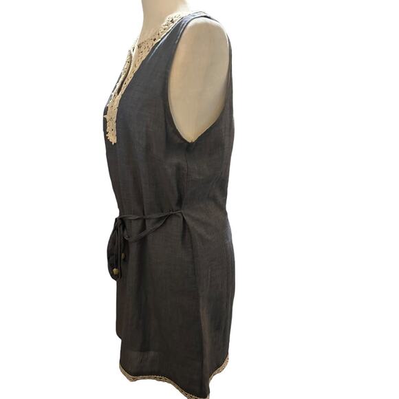 Mud Pie Sleeveless Dress Tunic with Crochet Details, Size Medium - Picture 4 of 4